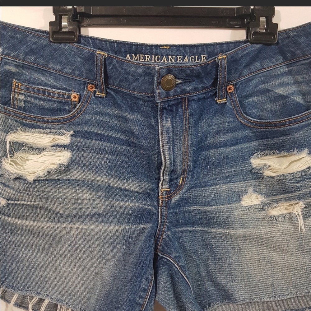 American Eagle Distressed Side Split Denim Shorts - image 2